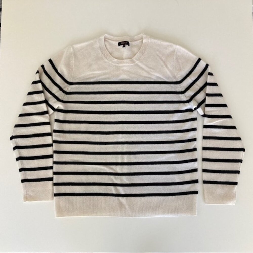 Quince Striped Cashmere Crewneck Sweater